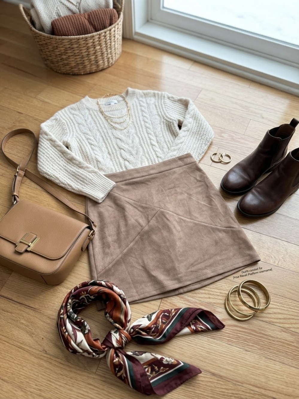 Suede-Look Mini Skirt in Taupe